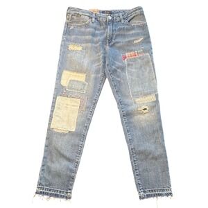 Ralph Lauren $135 Polo Kids Patchwork Astor Slim‎ Boyfriend Jeans Distressed 16